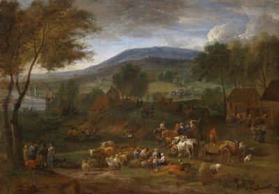 Paesaggio esteso con contadini da Pieter Bouts